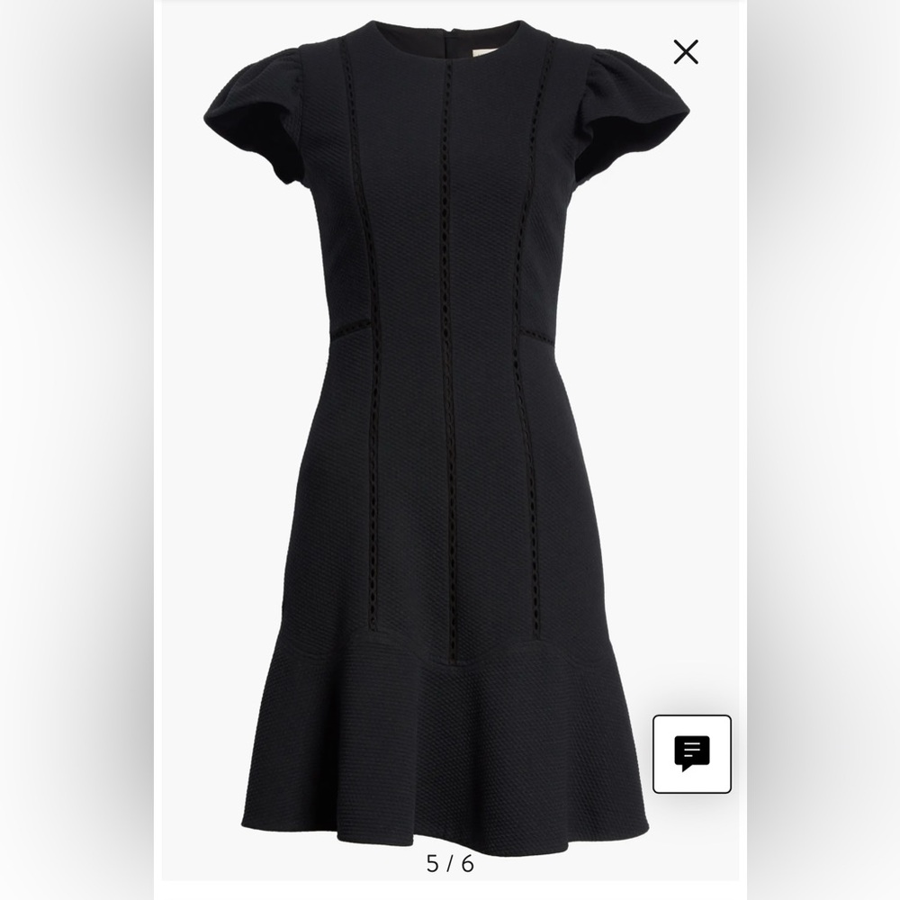 NWT Rebecca Taylor TEXTURED STRETCH FIT & FLARE DRESS IN BLACK